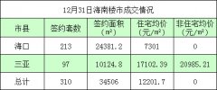 2015年12月31日海南楼市：全省310套 仅海口,三亚数